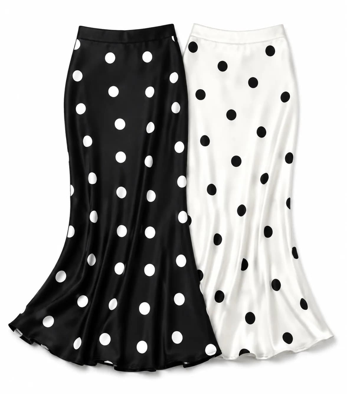 Polka dot silk skirt